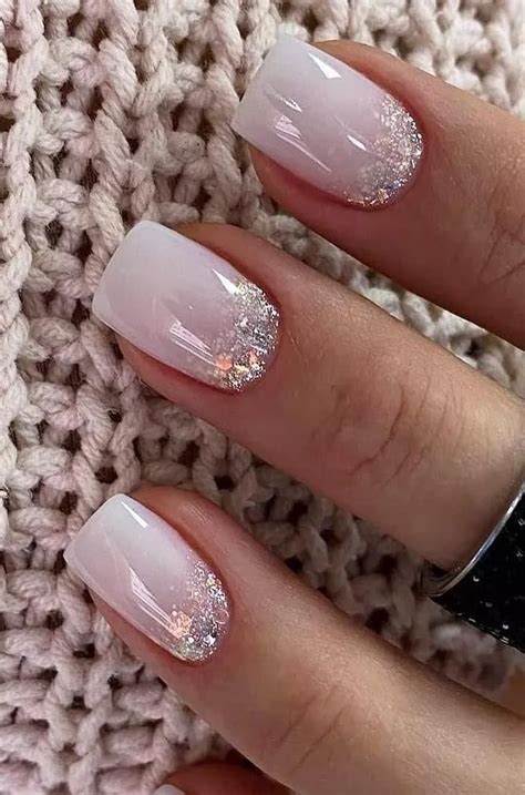 Glitter Fade Nails Faded Nails Neutral Nails Glitter French Manicure Glitter Wedding Nails