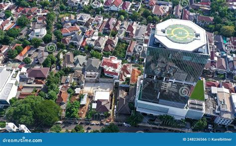 Aerial View Of Helipad On The Roof Of Modern Skyscraper In Jakarta City