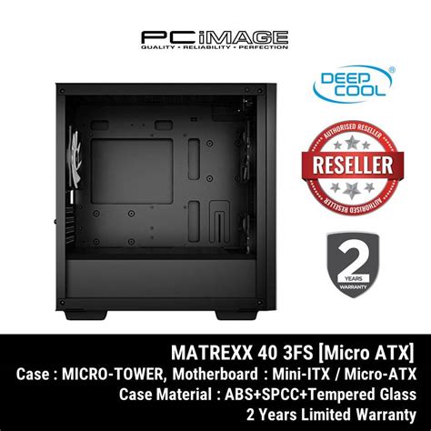 DEEPCOOL MATREXX 40 3FS RGB FAN TG ESSENTIAL MICRO ATX CASE PC IMAGE