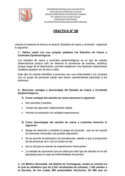 Practica N8 Estudio DE Casos Y Controles UNIVERSIDAD PRIVADA SAN