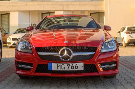 Gaziveren Cyprus Red Mercedes Slk Rear View Editorial