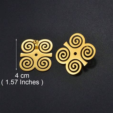 1Pair African Ancient Cultural Symbol Stud Earrings Stainless Steel Akofena Adinkra Gye Nyame ...