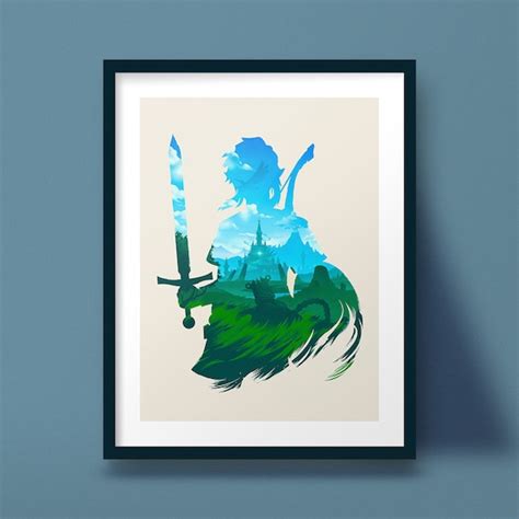 Breath of the Wild Art Print Zelda Poster Design Silhouette | Etsy