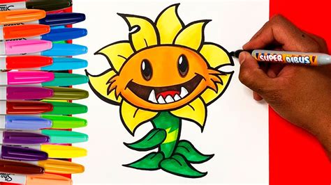 COMO DIBUJAR AL GIRASOL PRIMITIVO DE PLANTS VS ZOMBIES 2 How To Draw