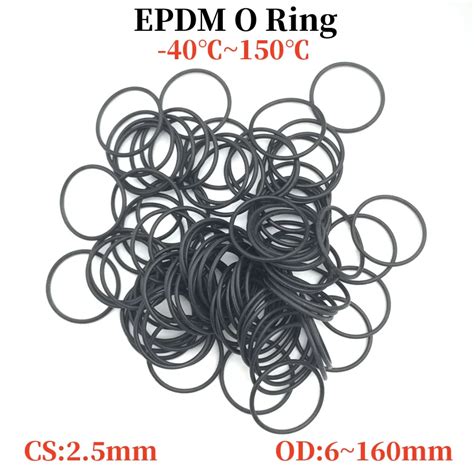 10pcs EPDM O Ring Gasket CS2 5mm OD 6mm 160mm EPDM Automobile Nitrile