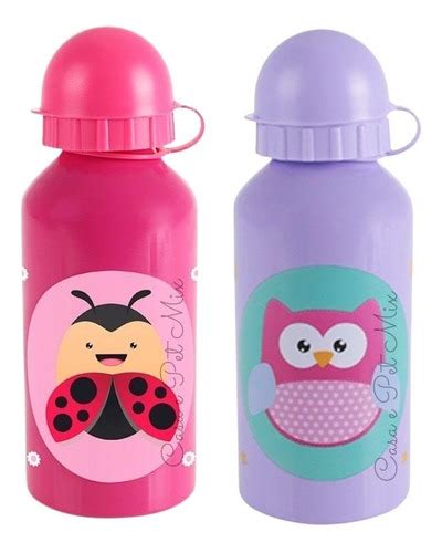 Kit Garrafinha 2 Garrafas Squeeze Porta Suco Infantil Menina