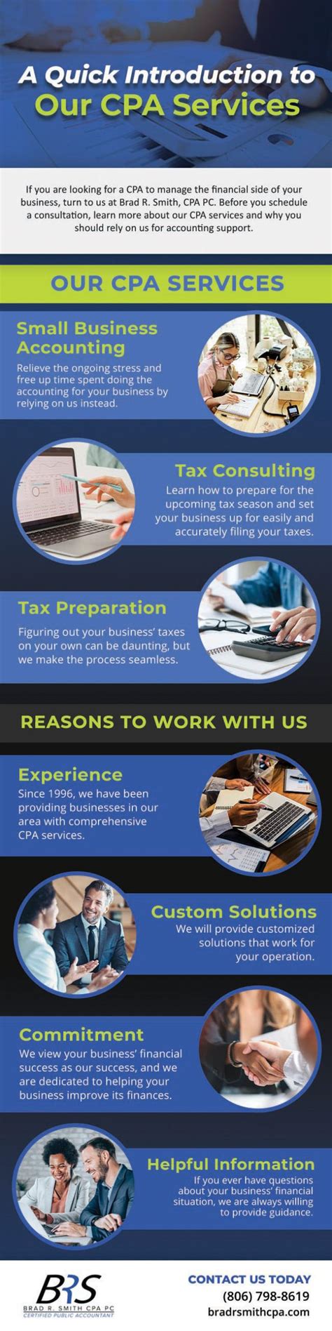 A Quick Introduction To Our Cpa Services Infographic Brad R Smith