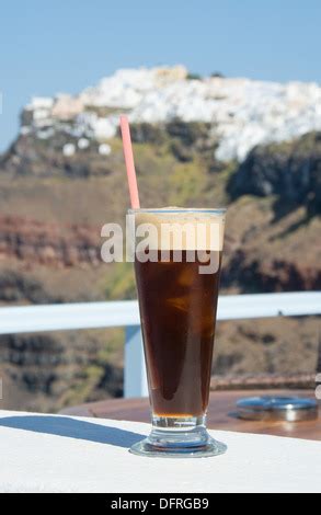 Greek Freddo Espresso Coffee On A Table In Greece Stock Photo Alamy