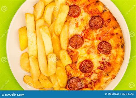 Italian Style Pepperoni Pizza with Chips Stock Image - Image of people ...