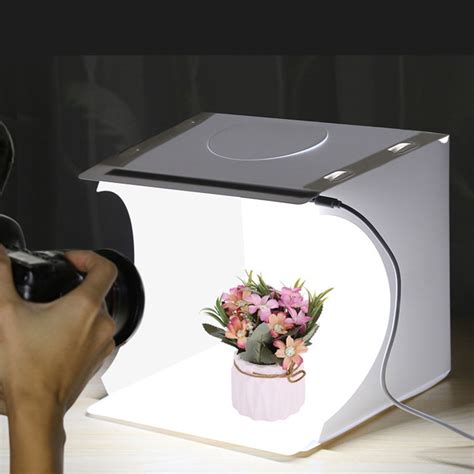 1 2LED Mini Folding Studio Diffuse Soft Box Lightbox Background