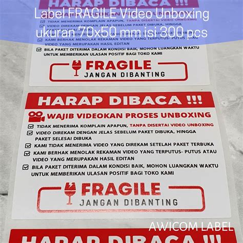 Jual SWBB3914 Label Sticker FRAGILE Wajib Video Unboxing Stiker