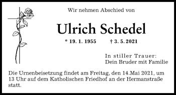 Traueranzeigen Von Ulrich Schedel Augsburger Allgemeine Zeitung