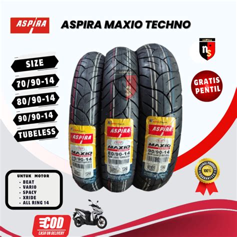 Ban Tubeless Ring 14 Asli Aspira Maxio Techno Free Pentil Untuk Segala