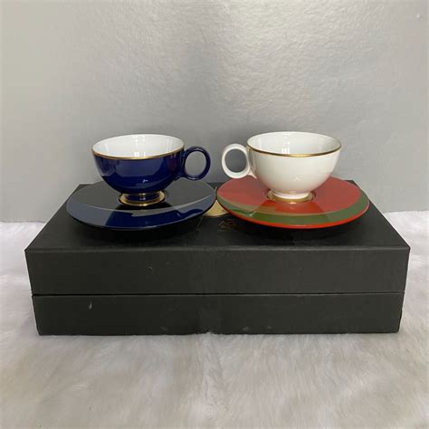 Adam Eve Cobalt Blue White Demi Cup Saucer Furniture Home