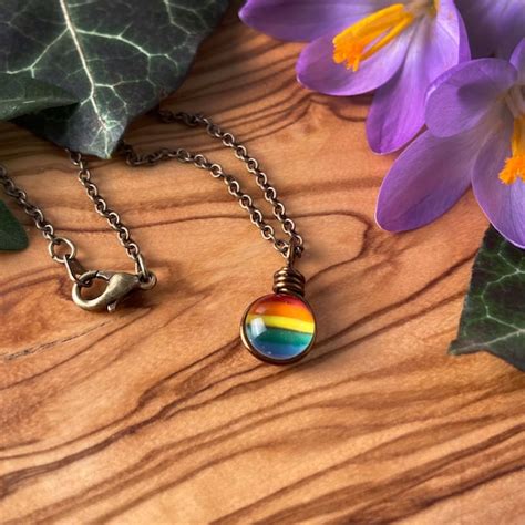 Rainbow Necklace Pride Month Lgbt Jewelry Rainbow Jewelry Etsy