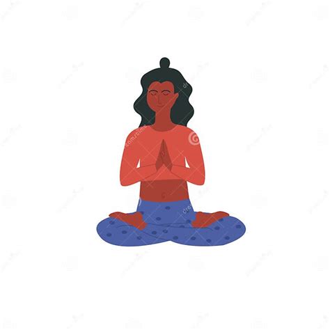 Young Woman Meditating In Ardha Lotus Pose Or Ardha Padmasana Asana