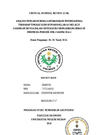 Analisis Pengaruh Neraca Pembayaran Internasional Terhadap Tingkat Kurs