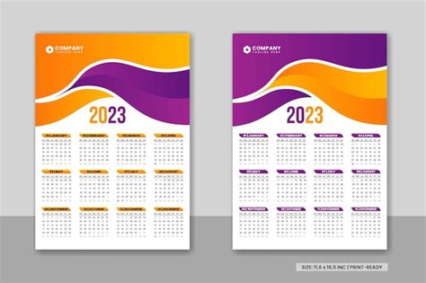 Diseño De Plantilla De Calendario De Pared Abstracto 2023 O Calendario