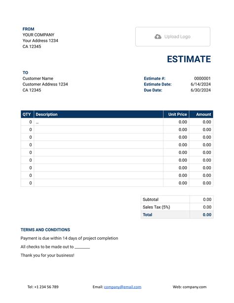 Free Google Docs Estimate Template Docelf