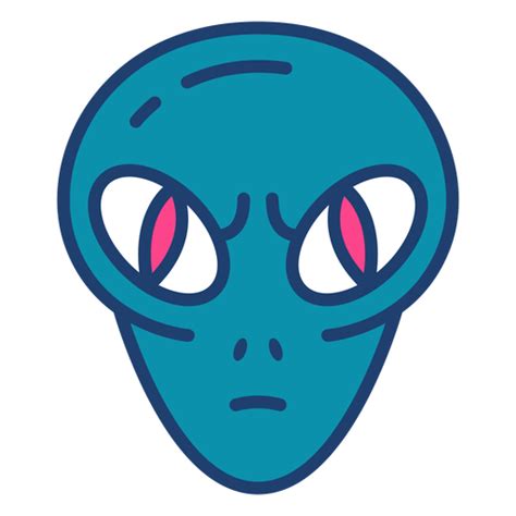 Colorful Angry Alien Head Stroke PNG & SVG Design For T-Shirts