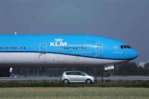 Klm Plane Doing Taxi On Runway Ams Airport Editorial Stock Photo