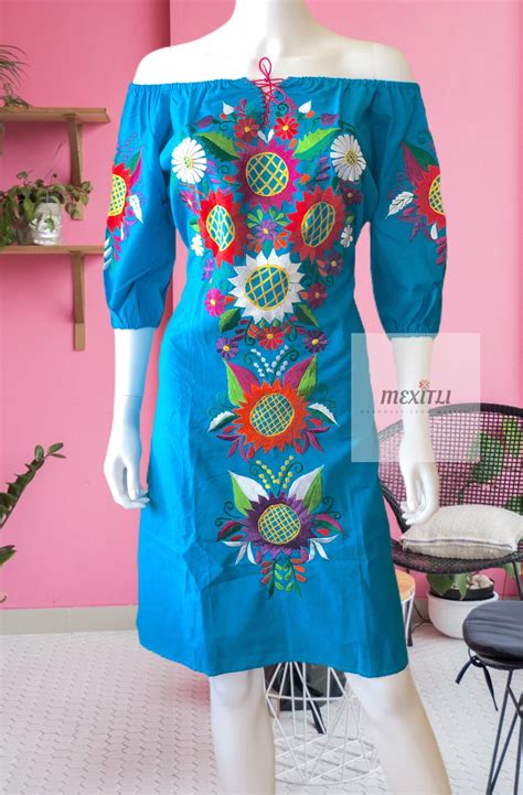 Off The Shoulder Mexican Dress Mexican Embroidered Dress Mexican