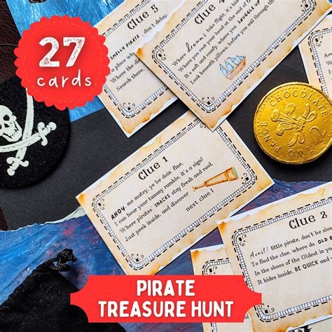 Ahoy, Mateys Kids Pirate Treasure Hunt Printable Clue Cards, Indoor