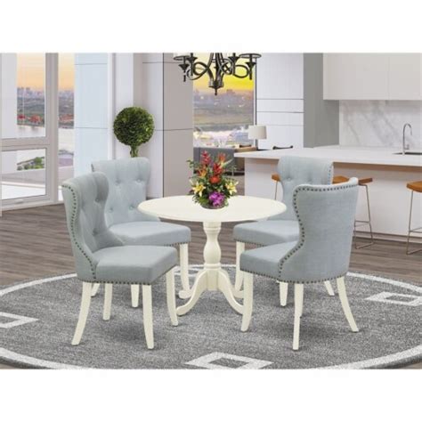 East West Furniture Dublin 5 Piece Wood Dining Set In Linen White Baby