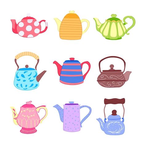 Premium Vector Teapot Ceramic Set Cartoon Vector Illustration