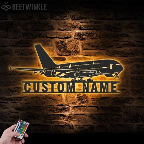 Custom Airplane Metal Wall Art Led Light Personalized Pilot Etsy