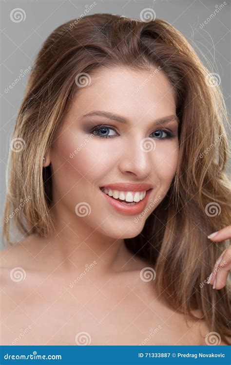 Portrait Of Beautiful Woman With Blue Eyes Stock Image Image Of