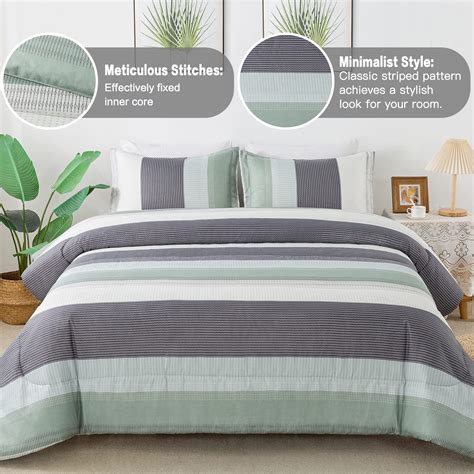 Litanika Comforters Queen Size Set Sage Green 3 Pieces Lightweight