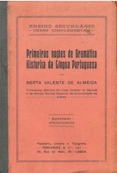 Capa Das Primeiras No Es De Gram Tica Historica Da L Ngua Portuguesa