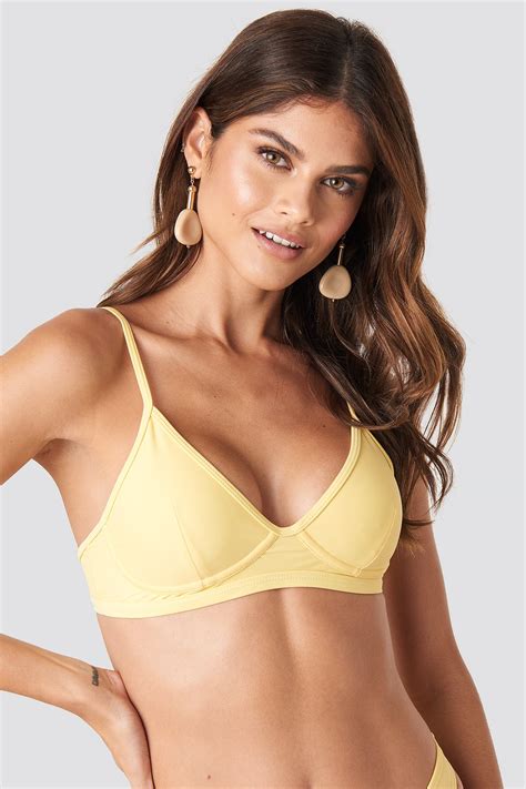 Cup Shape Bikini Top Yellow Na