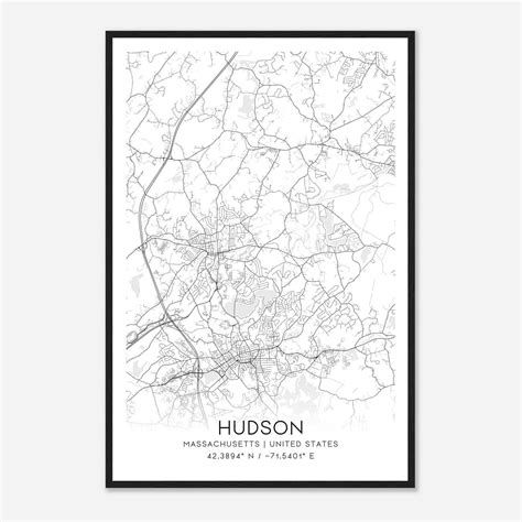 Vintage Hudson Massachusetts Map Poster Modern Home Decor Wall Art Print Custom Maps And Posters