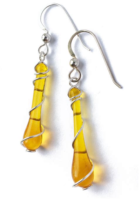 Recycled Glass Earrings Brown Beer Bottles Melted With Sunshine