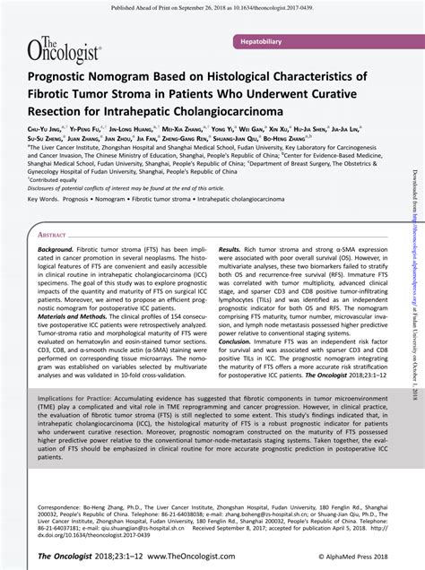 Pdf Prognostic Nomogram Based On Histological Characteristics Of