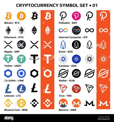 Set Of Isolated Cryptocurrency Symbols Digital Coins Icons In