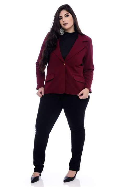 Blazer Plus Size Marsala Vk Moda Plus Size