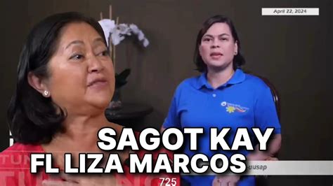 Vp Sara Sinagot Niya Na Ang Mga Patutsada Sa Kanya Ni Fl Liza Marcos