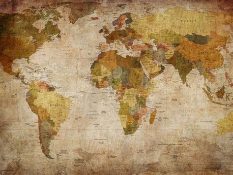 Vintage World Map Arte Con Mapas Arte De Mapa Mural Papel Tapiz De Mapa ...