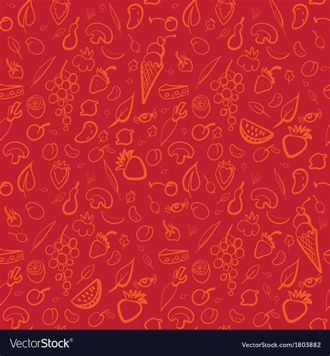 Seamless Food Pattern With Vegetables And Fruits Vector Image