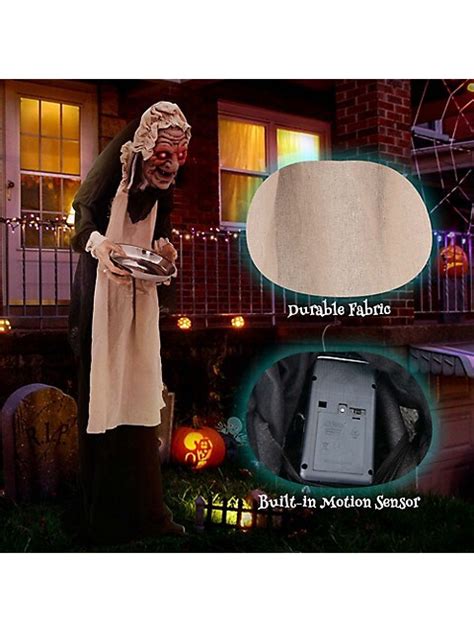 Costway 52 Ft Halloween Animated Standing Greeter Old Lady With Candy Dish And Led Eyes Thebay