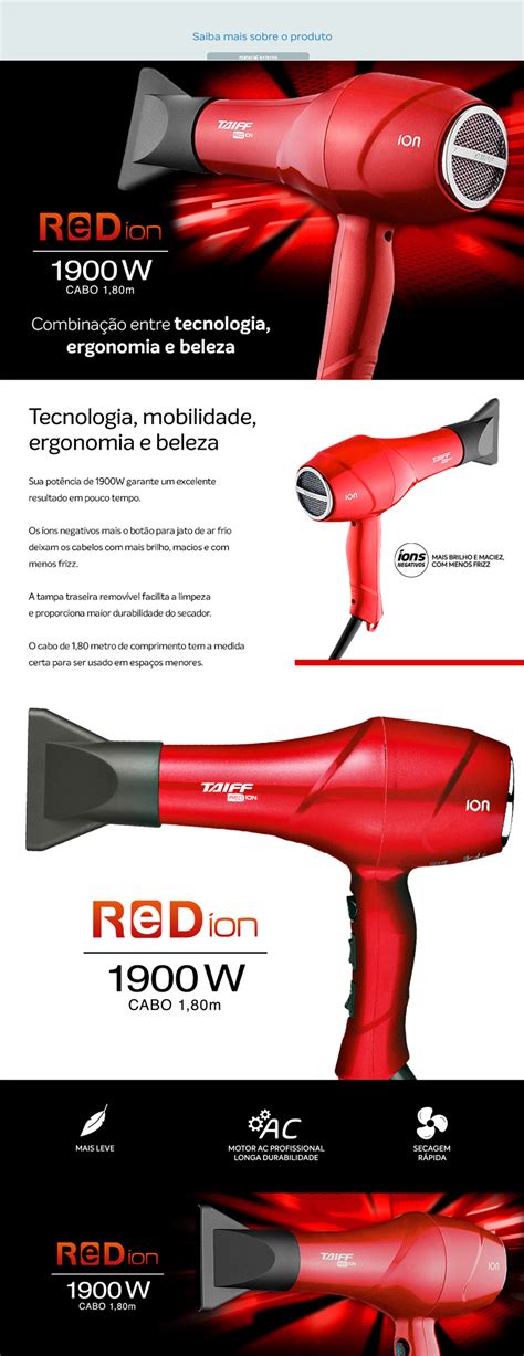 Secador De Cabelo Taiff Red On W Velocidades Secador De