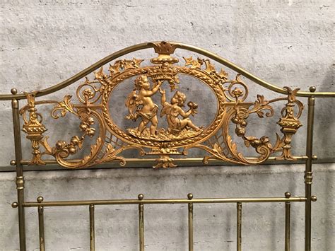 English Bronze And Brass Twin Extra Large Bed With Cherubs Headboard Signed At 1stdibs Brass