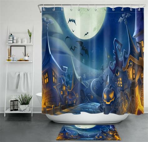 Spooky Shower Halloween Haunted House Bathroom Accessory Set With