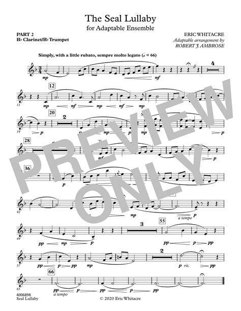 The Seal Lullaby For Flexible Wind Band Arr Robert J Ambrose Pt