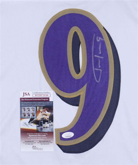 Justin Tucker Signed Career Highlight Stat Jersey Jsa Coa Pristine