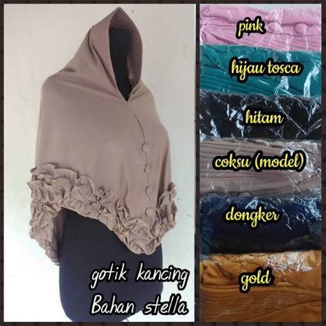 Jual JILBAB DEWASA GOTIK KANCING HIJAB REMPEL BERGO KANCING INSTAN