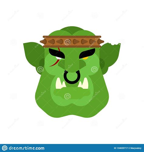 Ogre Face Warrior Isolated Green Goblin Head Stock Vector